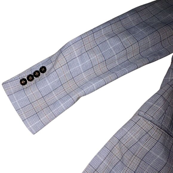 Murano Slim Fit Mens Plaid 2 Button Front Jacket-Blue/Gray-Size Small-GUC - Picture 6 of 9